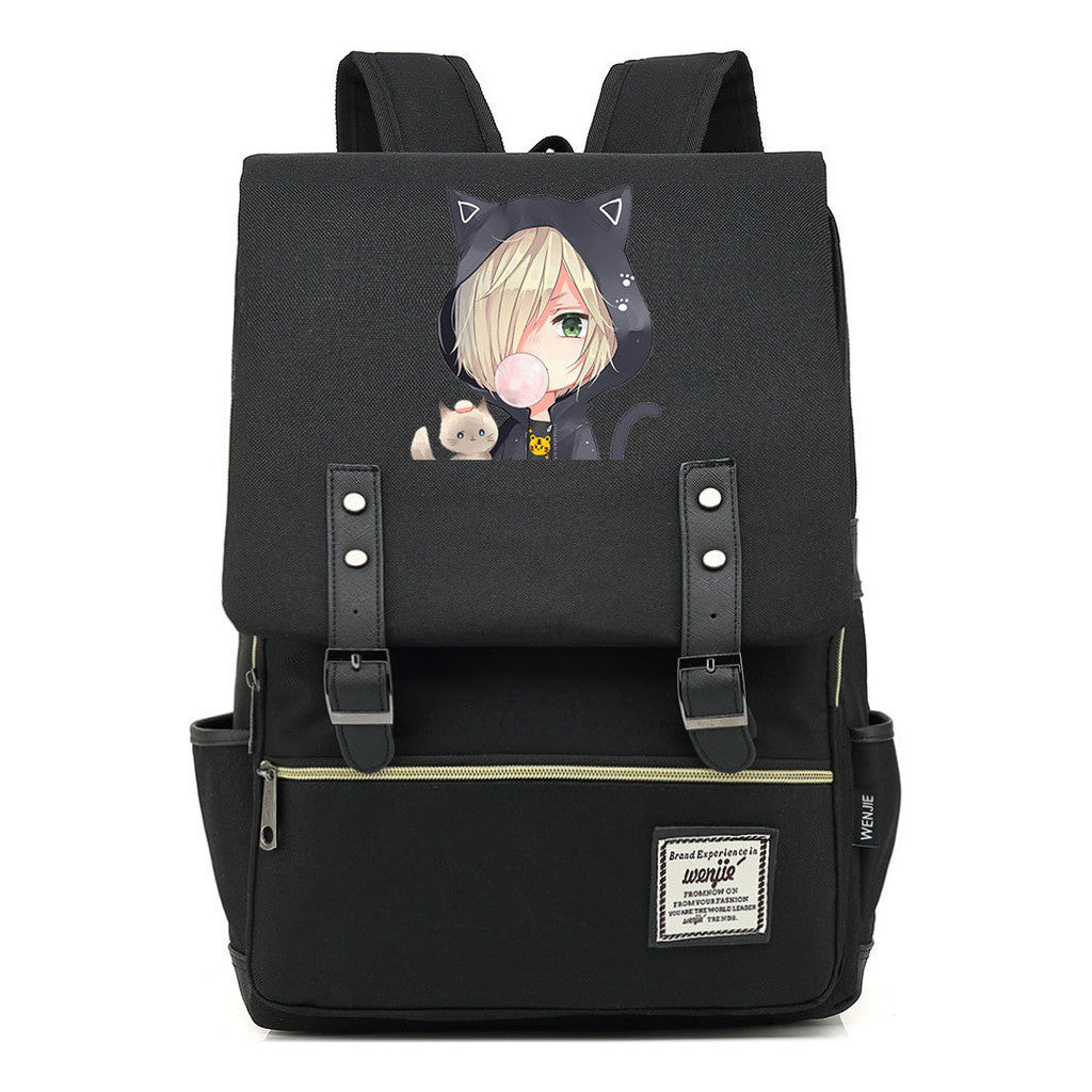 Yuri On The Ice Student Backpack, Men's And Women's Leisure Belt Buckle Backpack