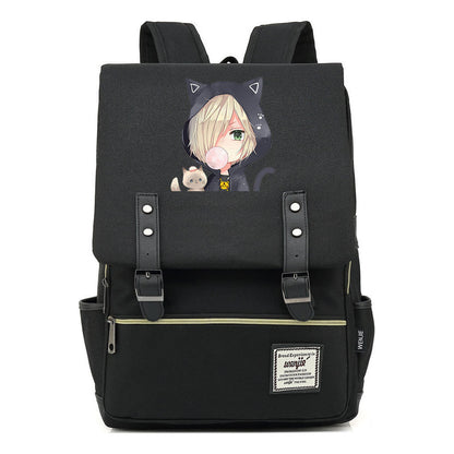 Yuri On The Ice Student Backpack, Men's And Women's Leisure Belt Buckle Backpack