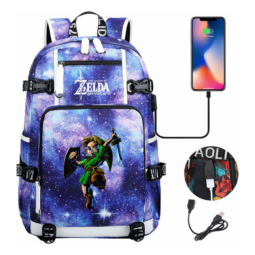 Legend Of Zelda Usb Earphones, Youth Backpacks, Men's And Women's Leisure Travel Backpacks