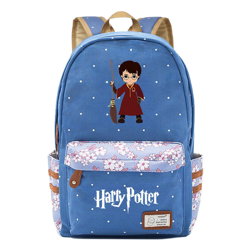 School Of Magic School Teen School Bag Floral Canvas Girl Backpack