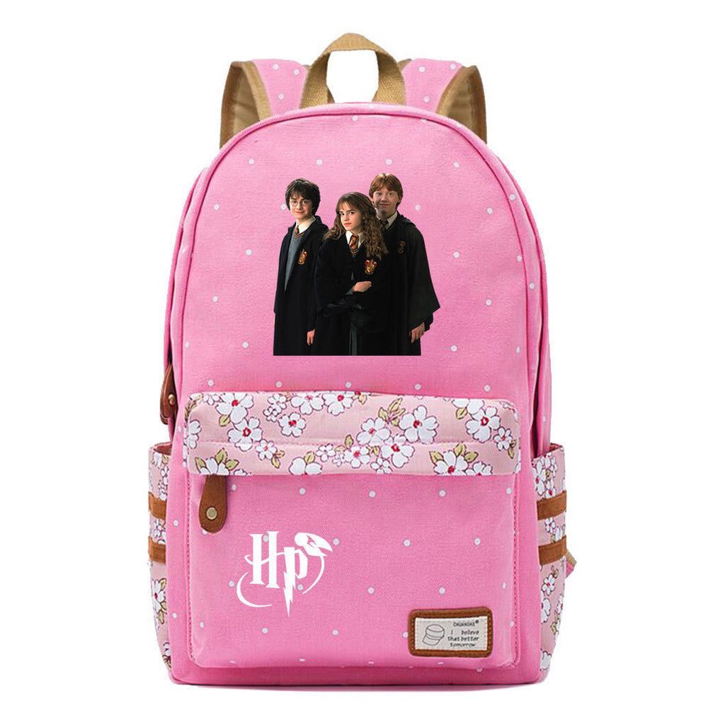 School Of Witchcraft And Wizardry Student Backpack, Floral Canvas, Female Backpack
