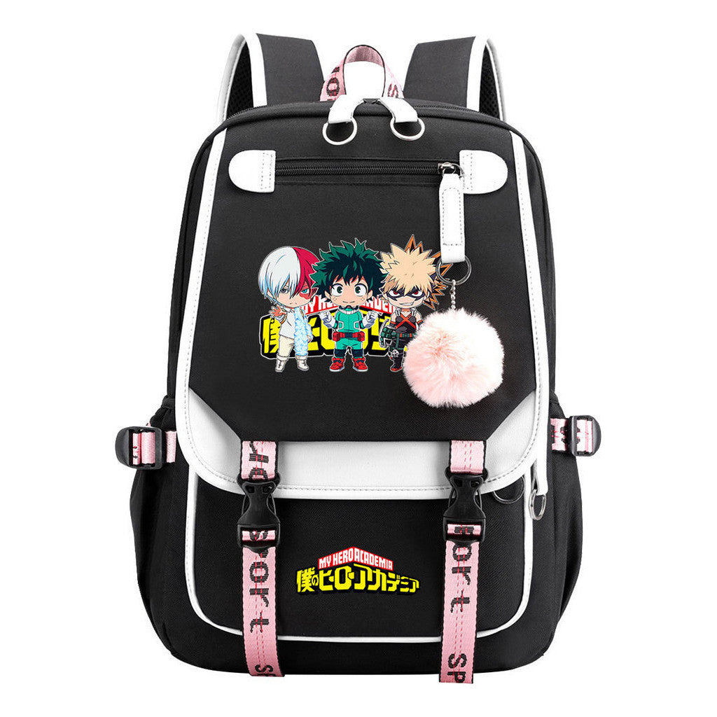 Comics My Heroes Academy Usb Youth Student Backpack Men's And Women's Leisure Ribbon Flip Backpack