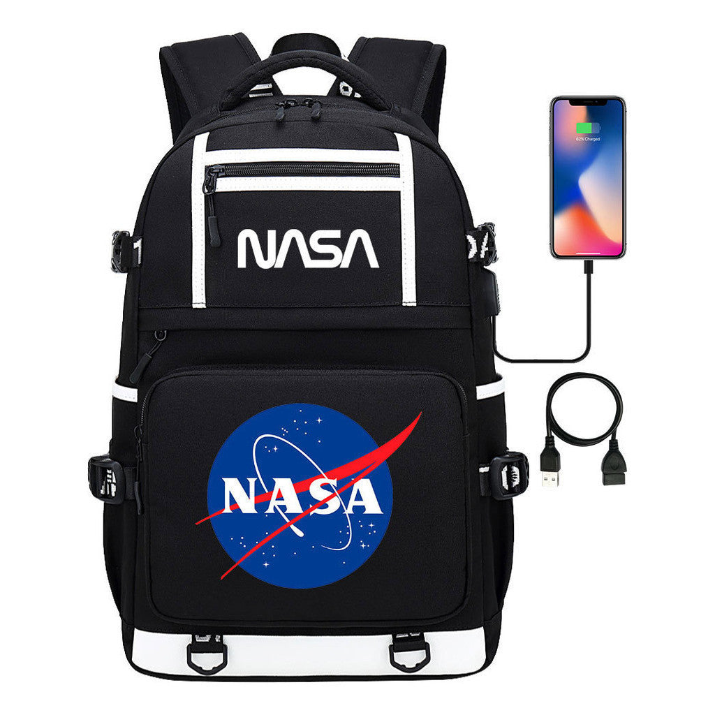 Fashionable Space Printed Usb Student Backpack Backpack Leisure Travel Backpack