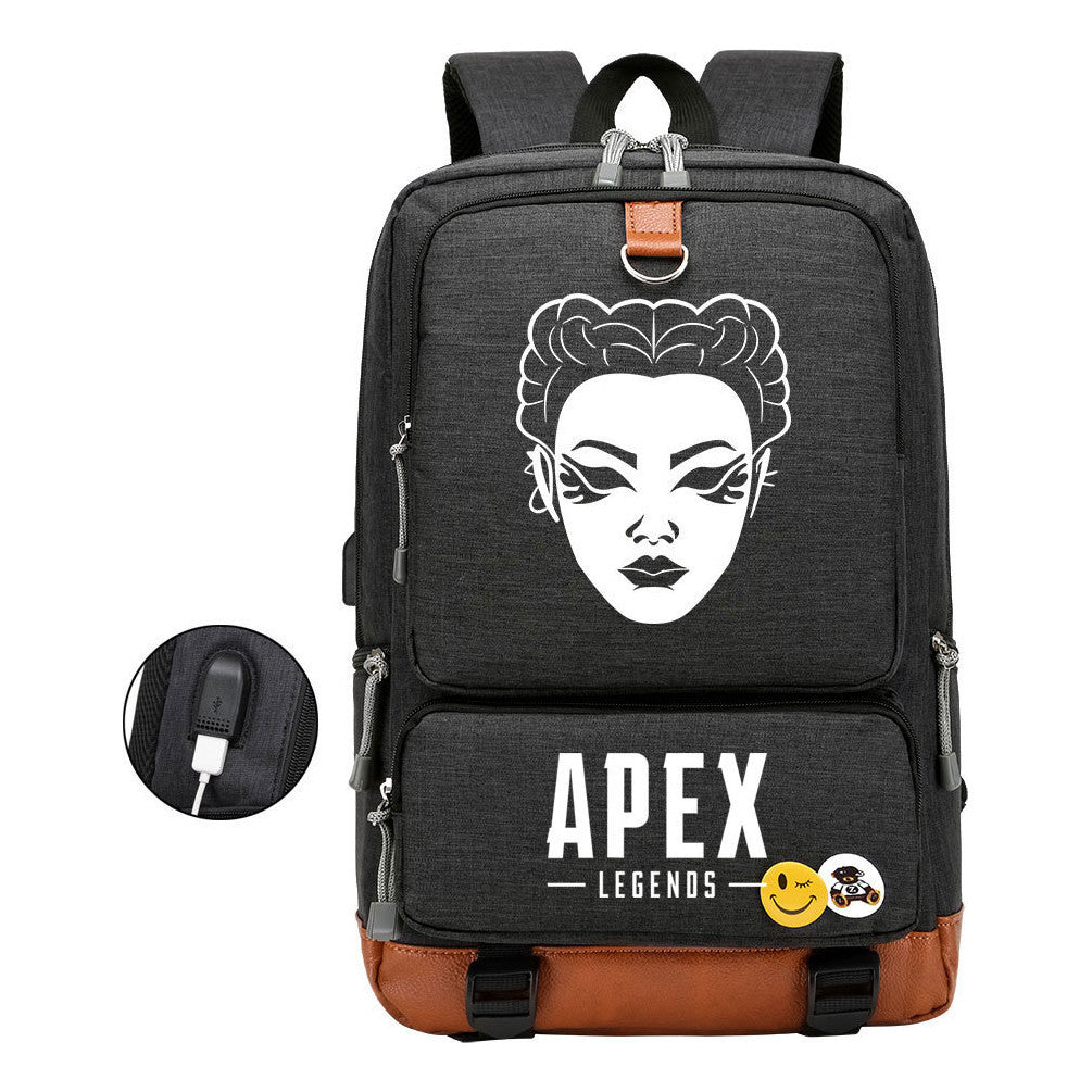 Apex Hero Print Usb Student Backpack Travel Backpack