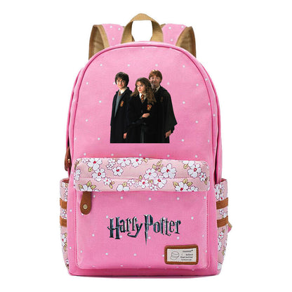 School Of Witchcraft And Wizardry Student Backpack With Floral Canvas Backpack