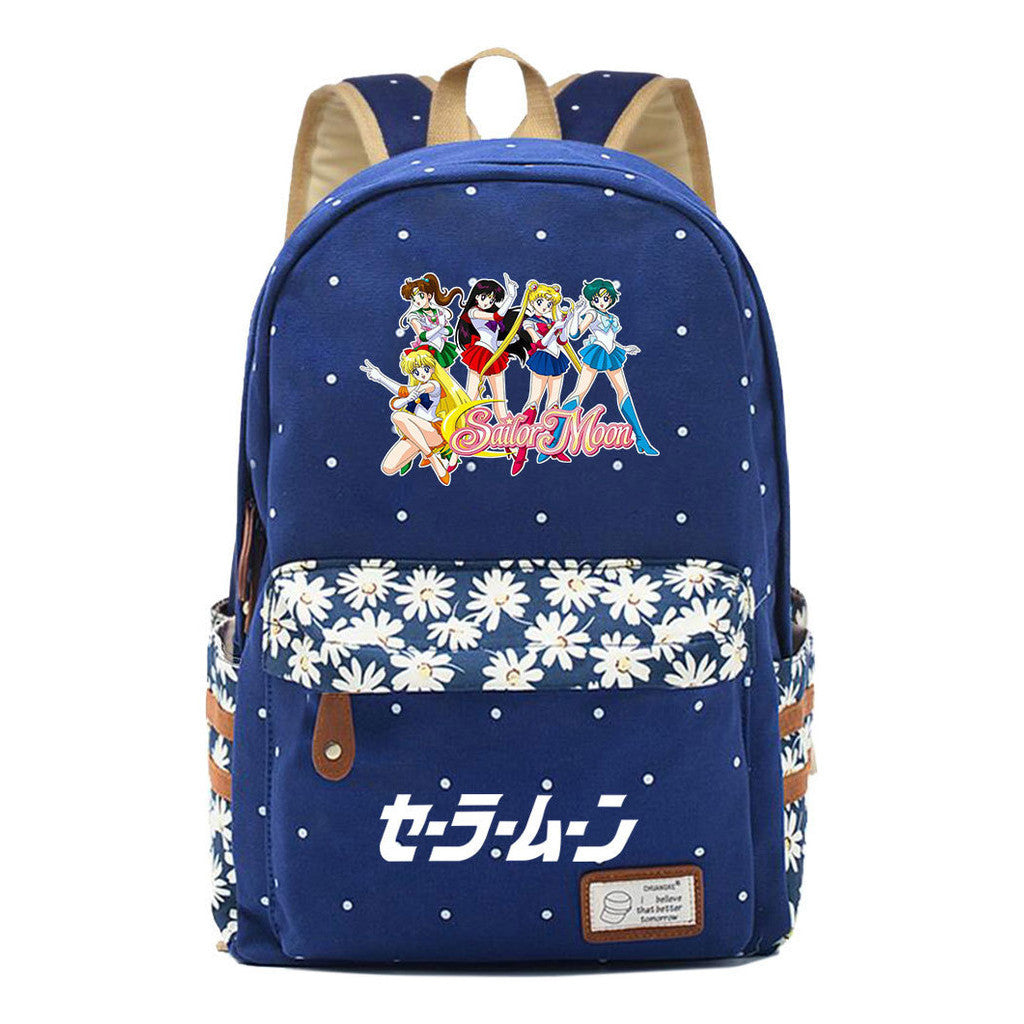 Anime Beauty Girl Warrior Student School Bag Fragmented Flower Boy's And Girl's Leisure Backpack