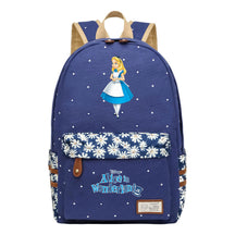 Anime Cartoon Cheshire Cat Print Youth Student Backpack With Floral Casual Backpack
