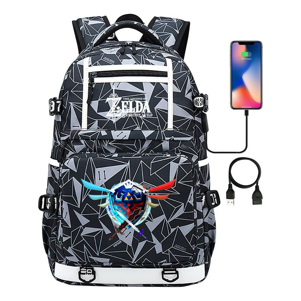 Legend Of Zelda Printed Usb Youth School Bag Backpack Leisure Travel Bag