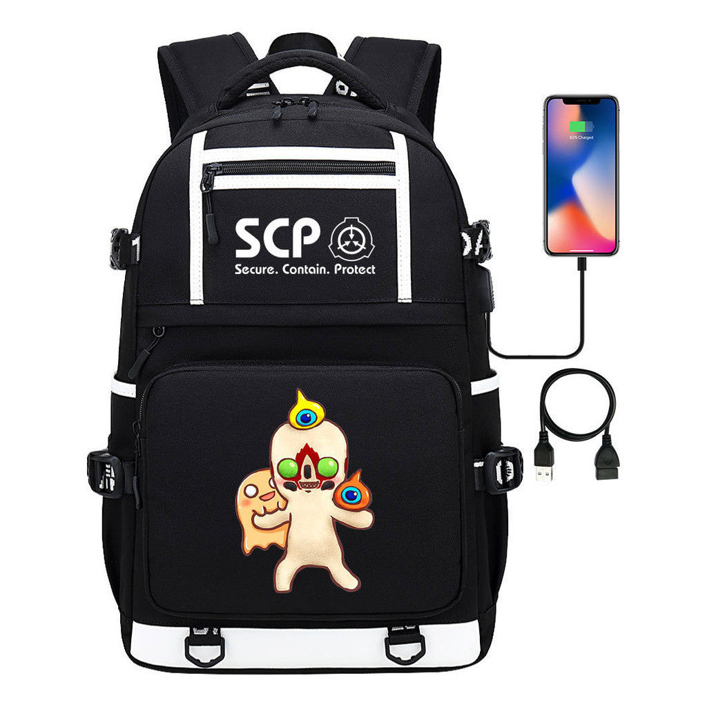Printed Usb Youth School Bag Leisure Travel Backpack