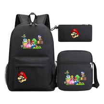 Super Mario Printed Student Backpack Three Piece Set For Men And Women's Backpack Set