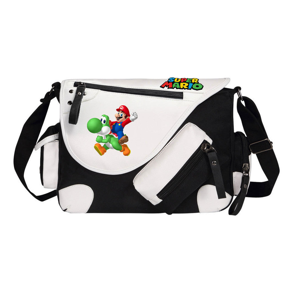 Super Mario Youth Student School Bag Canvas Shoulder Bag Casual Straddle Backpack