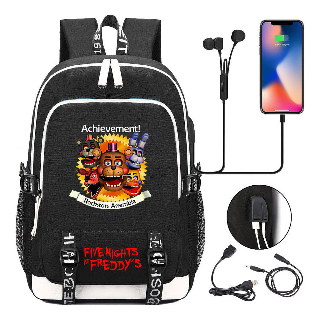 Toy Bear Game Peripheral Print Usb Youth Student Backpack For Men And Women Leisure Backpack