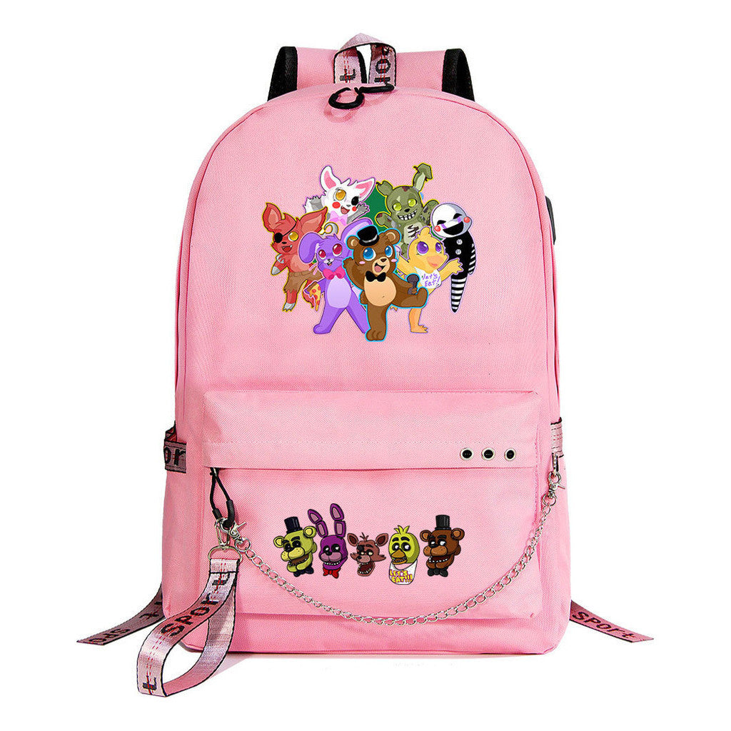 Toy Bear Game Usb Youth Student Backpack For Men And Women Leisure Travel Backpack