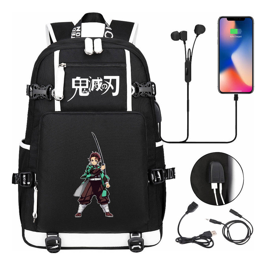 Printed Usb Large Capacity Student Backpack For Leisure Travel Backpack