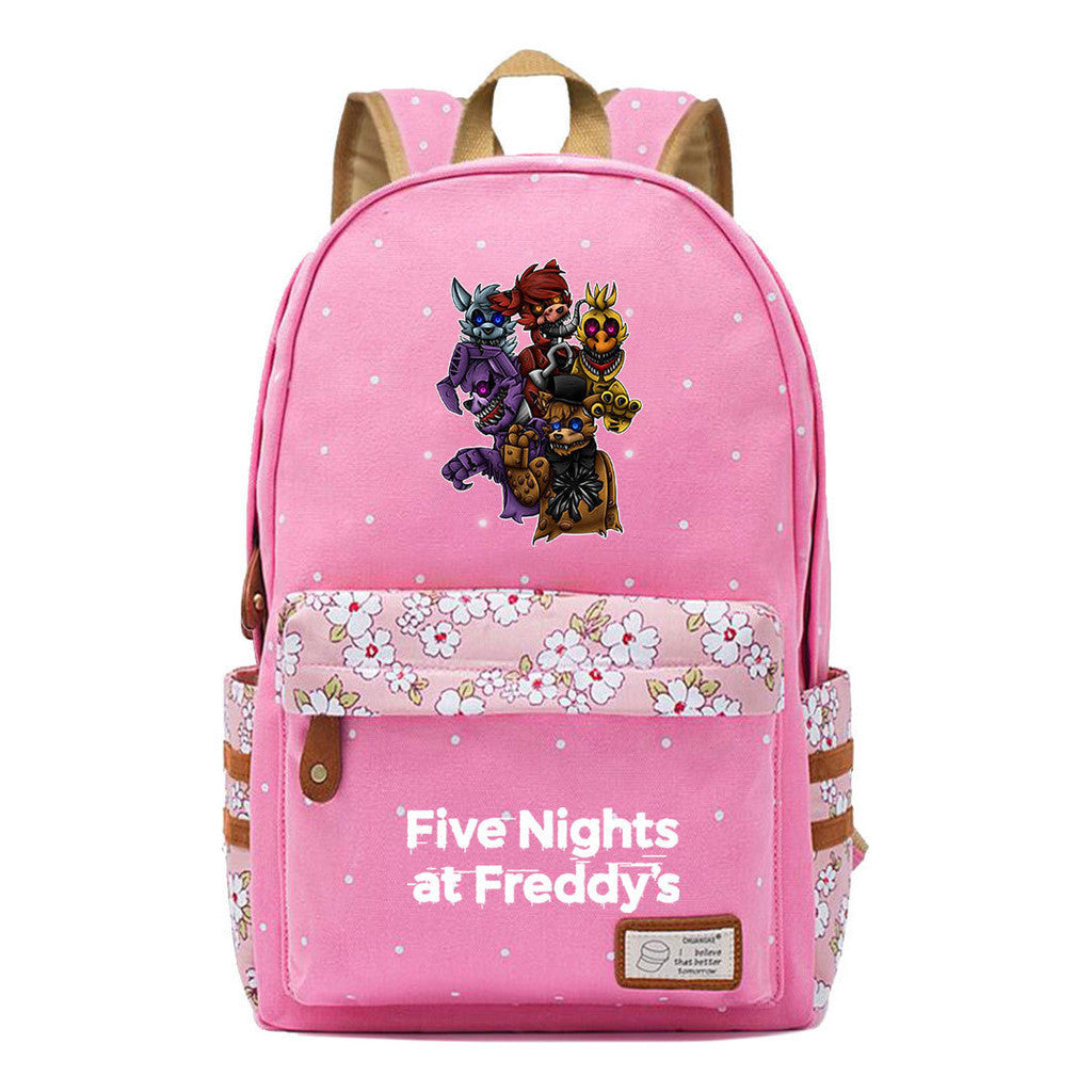 Toy Bear Game, Fashionable Print, Teenage Girl Student Backpack, Casual Canvas Backpack
