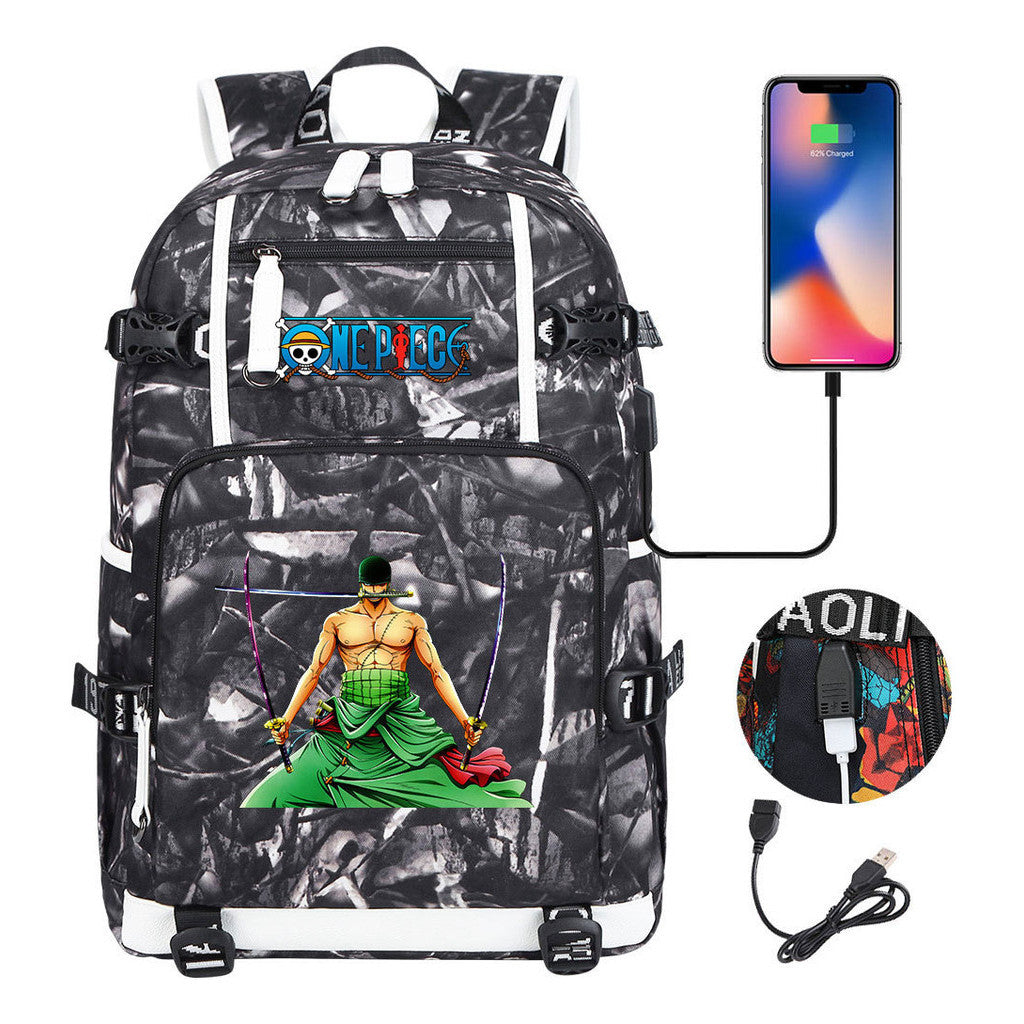 Pirate King Lufei Printed Youth Student Backpack With Large Capacity Leisure Travel Backpack
