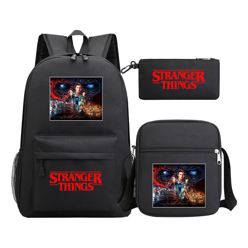 Strange Story Starry Sky Printed Youth Student Backpack 3-piece Set For Men And Women, Backpack Set