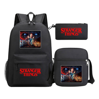 Strange Story Starry Sky Printed Youth Student Backpack 3-piece Set For Men And Women, Backpack Set