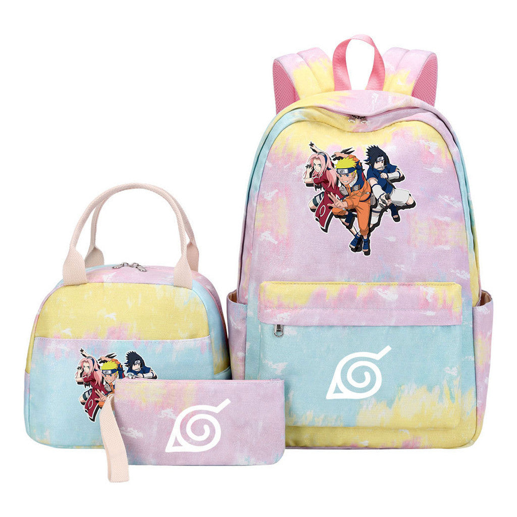 Naruto Student Girl Backpack Lunch Bag Three Piece Set Backpack Set