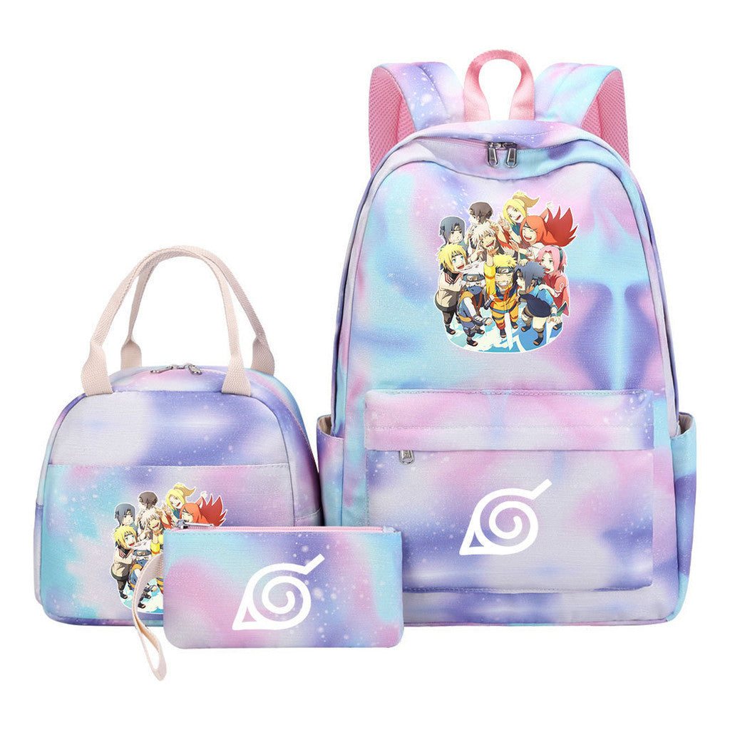 Naruto Student Girl Backpack Lunch Bag Three Piece Set Backpack Set
