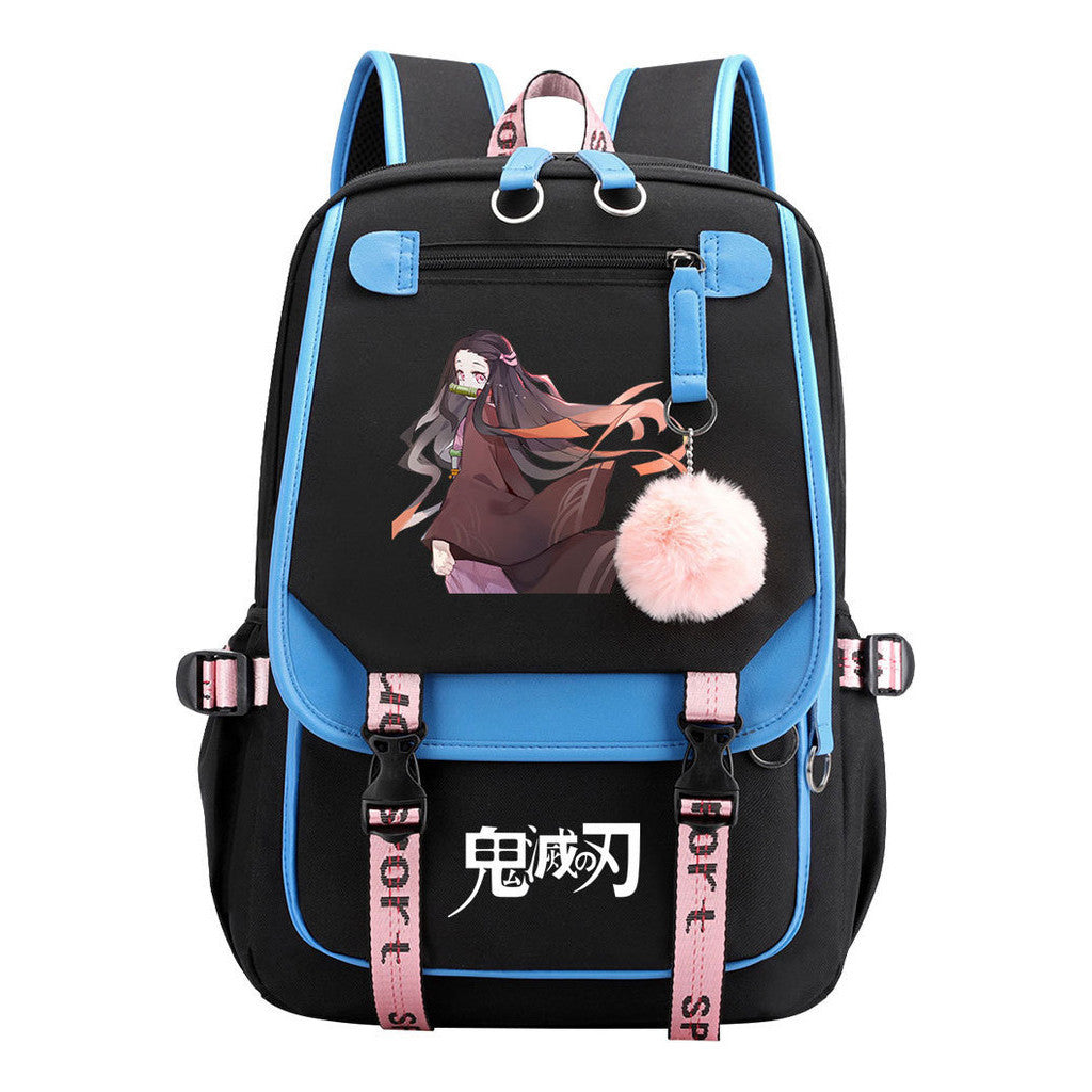 Cartoon Fashion Usb Youth Student Backpack Men's And Women's Leisure Ribbon Flip Backpack