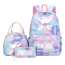 Cartoon Pirate King Youth Student Girls School Bag Lunch Bag Three Piece Set Backpack Set
