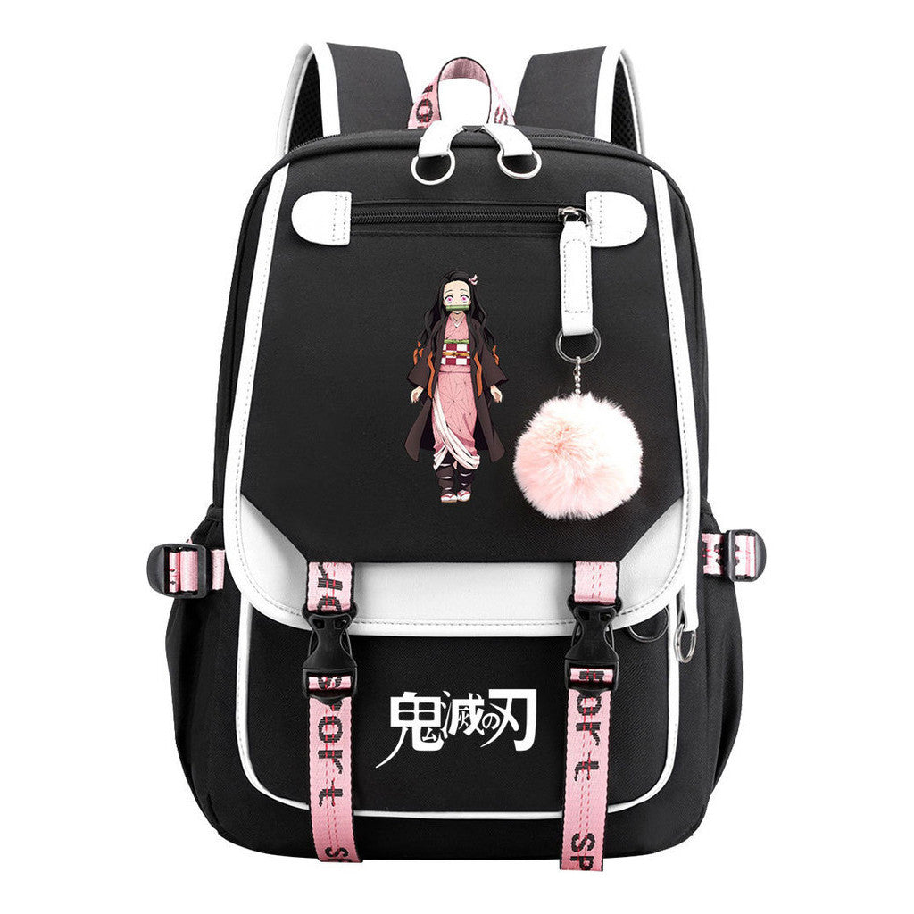 Cartoon Fashion Usb Youth School Bag For Boys And Girls Casual Ribbon Flip Backpack