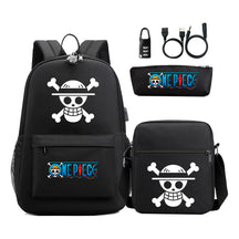 Cartoon Pirate King Usb Password Lock Youth Student School Bag Three Piece Set For Boys And Girls Backpack Set