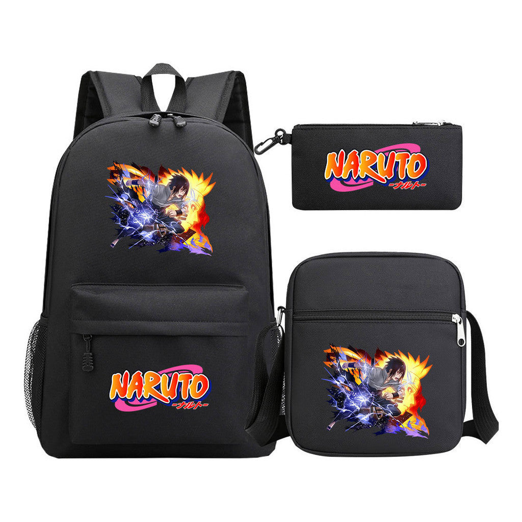 Anime Naruto Starry Sky Student School Bag Three Piece Set For Men And Women Backpack Set