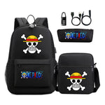 Cartoon Pirate King Usb Password Lock Youth Student Backpack Three Piece Set Backpack