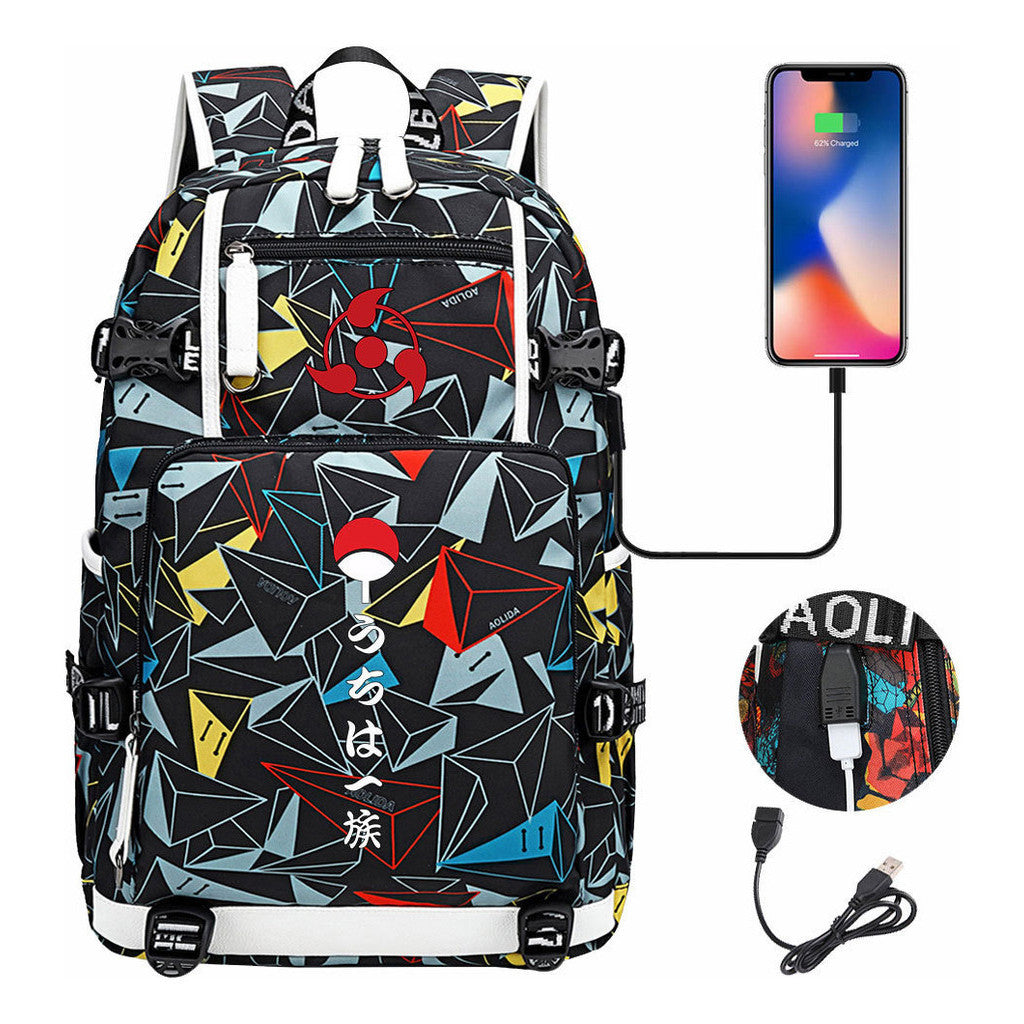 Naruto Usb Youth Student Backpack For Men And Women Leisure Travel Backpack