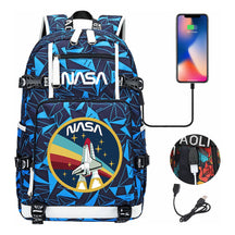 Nasa Fashion Printed Usb Student Backpack For Leisure Travel Backpack