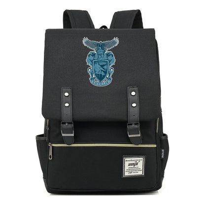 School Of Witchcraft And Wizardry Printed Student Backpack For Men And Women, Casual Belt Buckle, Classic Backpack