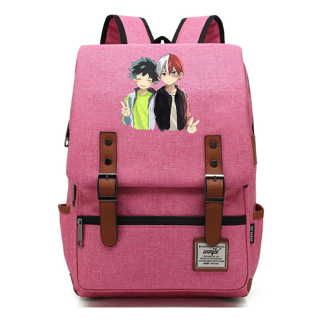 Anime My Heroes Academy Printed Youth Student School Bag Casual Belt Buckle Classic Backpack