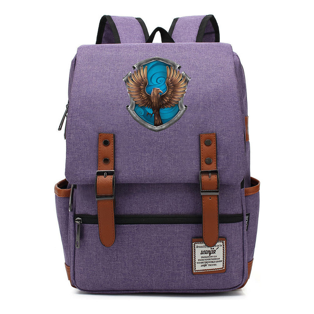 School Of Witchcraft And Wizardry Printed Youth Student Backpack For Men And Women, Casual Belt Buckle, Classic Backpack