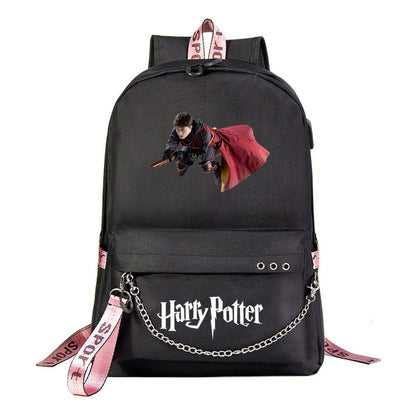 School Of Witchcraft And Wizardry Emblem Usb Student School Bag Leisure Travel Backpack
