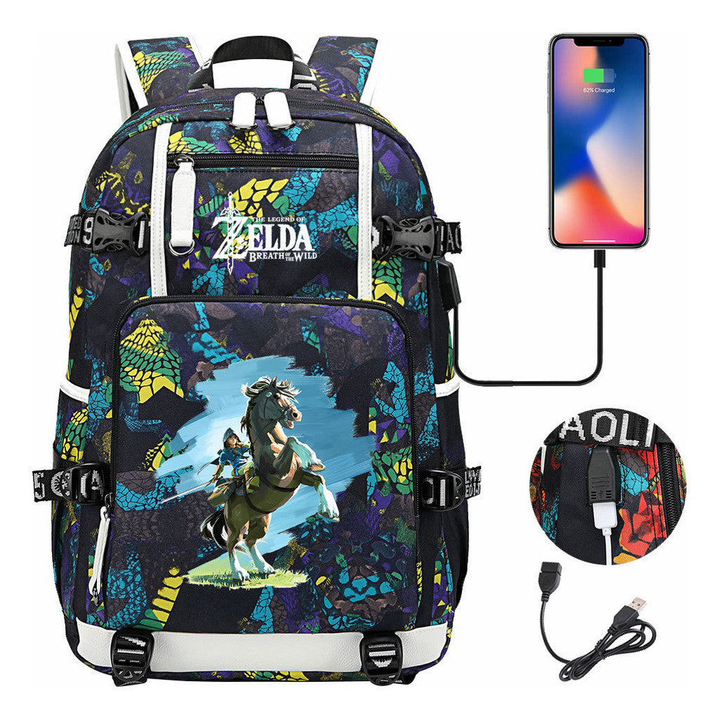 Legend Of Zelda Usb Earphones, Youth Backpacks, Men's And Women's Leisure Travel Backpacks