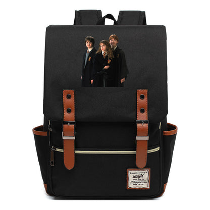 Academy Of Magic Print Teen Student School Bag For Men And Women Casual Belt Buckle Classic Backpack