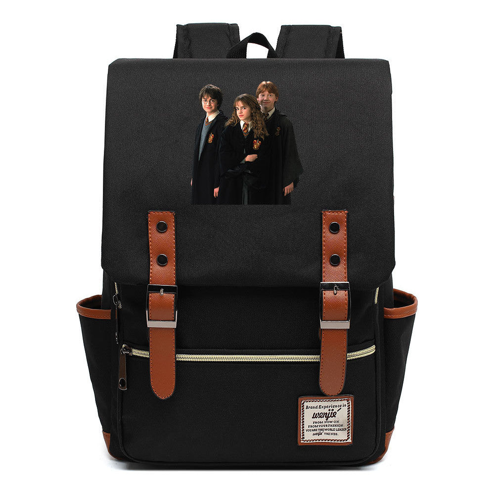 Academy Of Magic Print Teen Student School Bag For Men And Women Casual Belt Buckle Classic Backpack