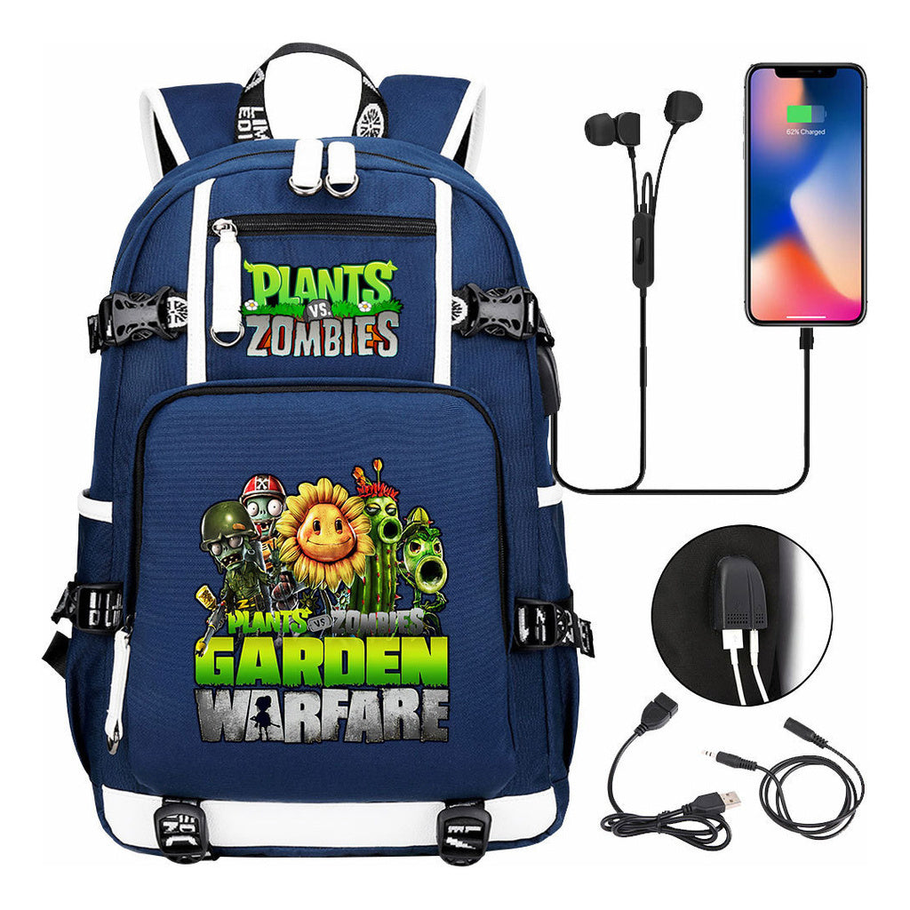 Plant Wars Usb Youth Student Backpack For Men And Women's Leisure Travel Backpack