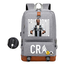 Football Star Cristiano Ronaldo Printed Usb Student Backpack For Leisure Travel Backpack