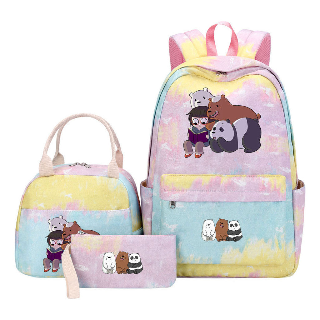 Cartoon Cute Three Cheap Bear Student Backpack Lunch Bag Three Piece Set Backpack Set