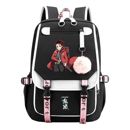 Comic Cartoon Fashion Usb Student Backpack Casual Woven Flap Backpack