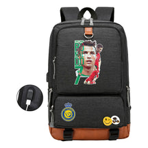 Football Star Cristiano Ronaldo Printed Usb Student Backpack Leisure Travel Backpack