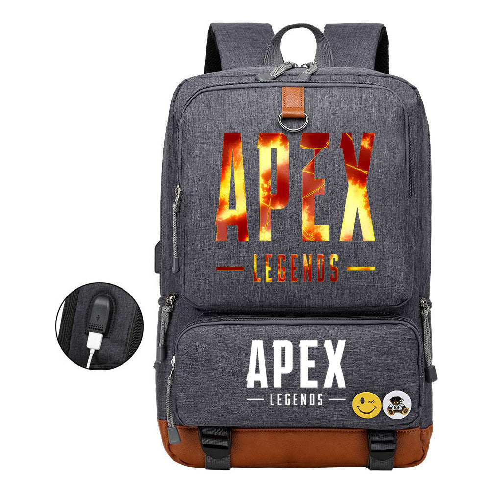 Apex Hero Print Usb Youth School Bag Leisure Travel Backpack