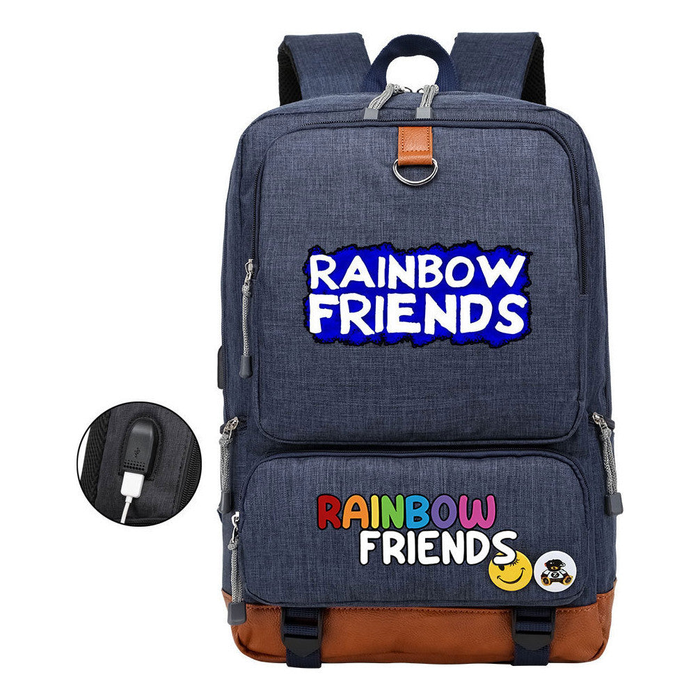 Rainbow Friend Usb Youth School Bag Leisure Travel Backpack