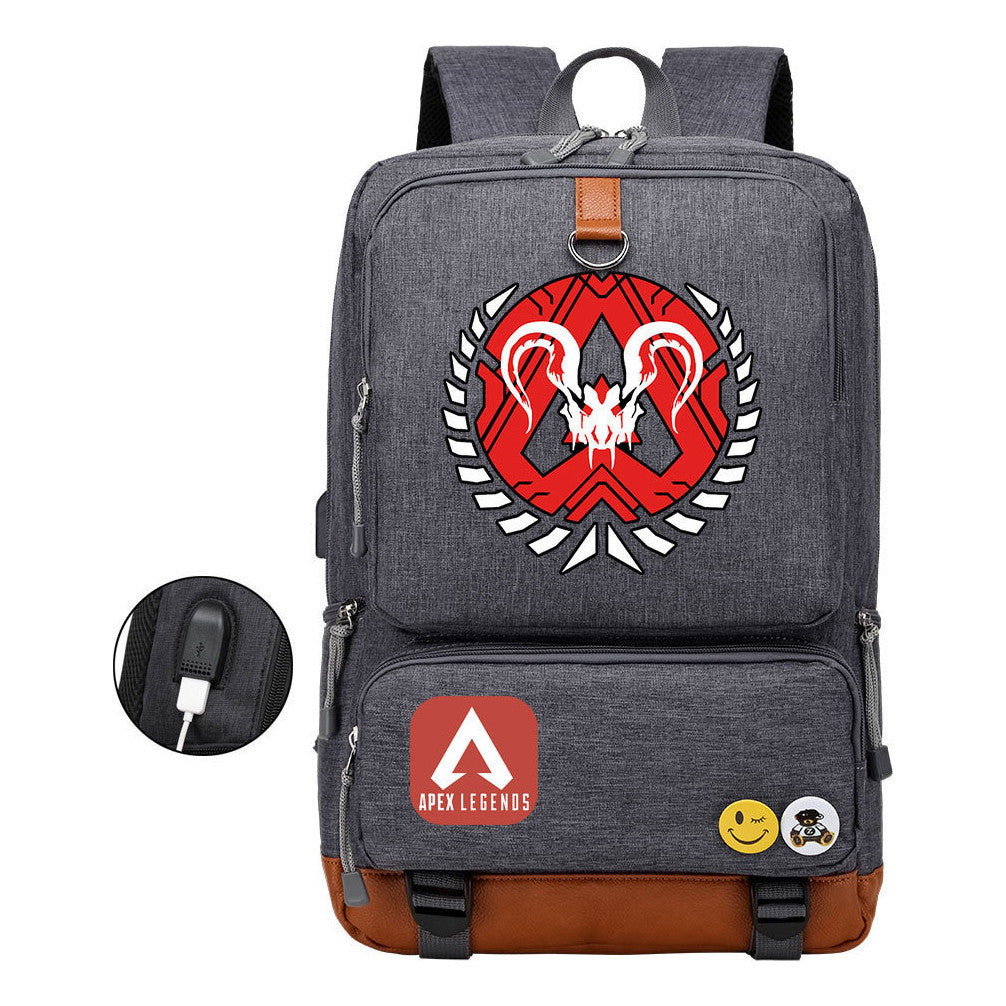 Apex Hero Print Usb Youth School Bag Leisure Travel Backpack