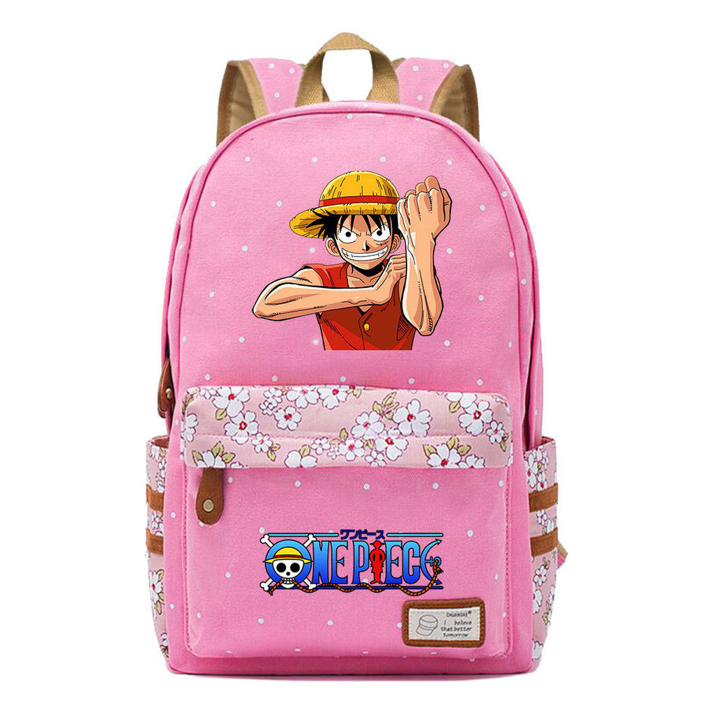 Anime Pirate Wang Lufei Printed Book Bag Fragmented Flower Leisure Backpack