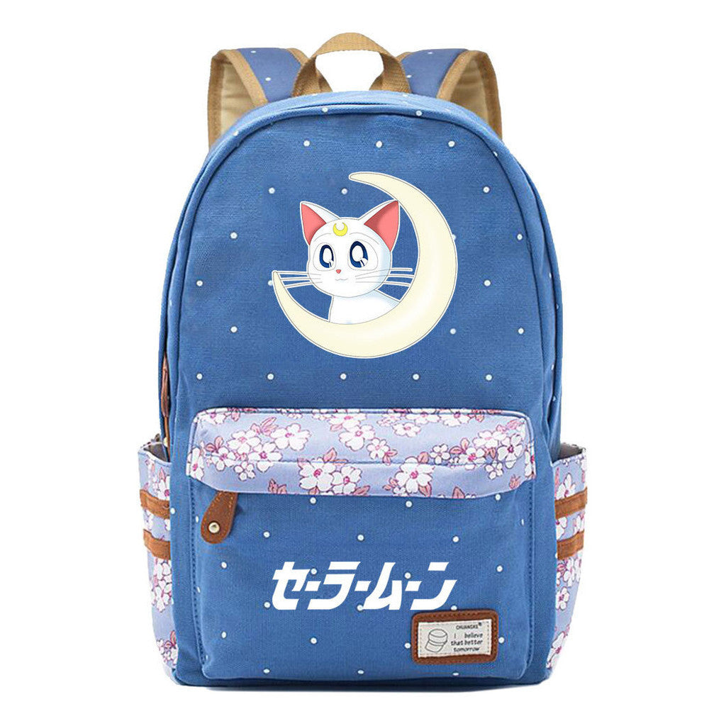 Anime Beauty Girl Warrior Student School Bag Fragmented Flower Boy's And Girl's Leisure Backpack