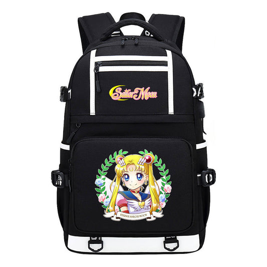 Anime Beauty Girl Warrior Usb Youth Student School Bag Men's And Women's Backpack Leisure Travel Backpack